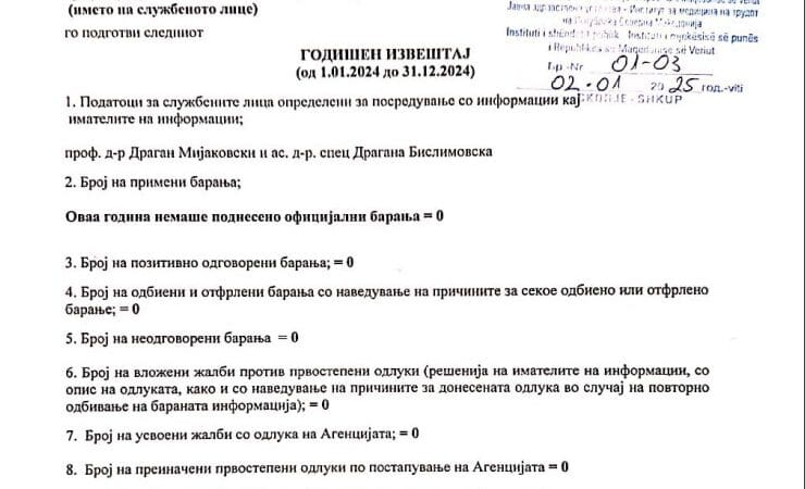 Годишен извештај за 2024 година